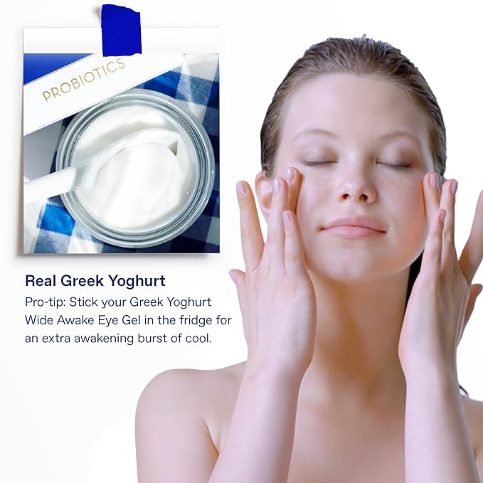 KORRES Greek Yoghurt Wide Awake Eye Gel Serum with Hyaluronic Acid & Caffeine for Dark Circles & Puffy Eyes, Roller Ball, Brightening & Hydrating, 0.51 fl oz
