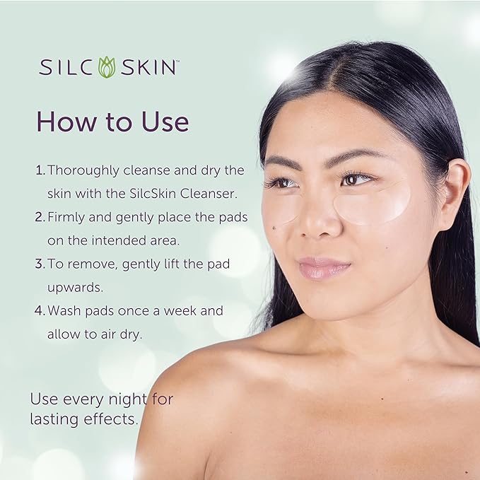 SilcSkin Silicone Eye Pads - Reusable Overnight Eye Patches, Medical-grade Silicone for Fine Lines, Crepey Skin, and Puffiness - 120 Day Supply
