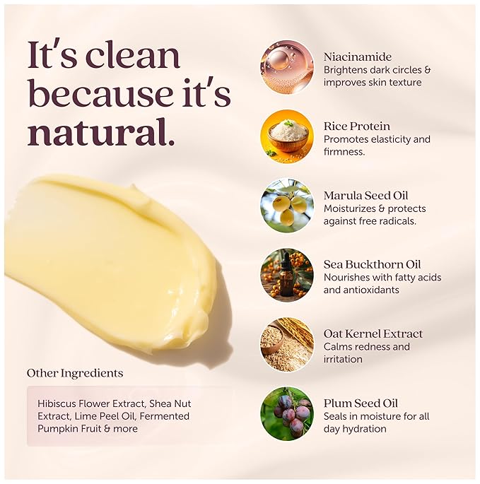 Cosmette Bright Embrace Brightening Eye Cream - Vegan Under Eye Butter for Dark Circles, Bags & Wrinkles with Niacinamide - Natural, Anti-Aging Sensitive Skin Protection for Clean Beauty, 0.5 FL Oz