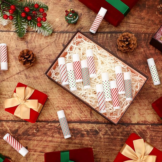 Dunzy 100 Pack Christmas Lip Balm Gifts Bulk Stripes Lip Balms Favors Employee Appreciation Thank You Gifts Team Inspirational Gift for Xmas Fall Thanksgiving Party Women Men Coworkers Staff Teachers