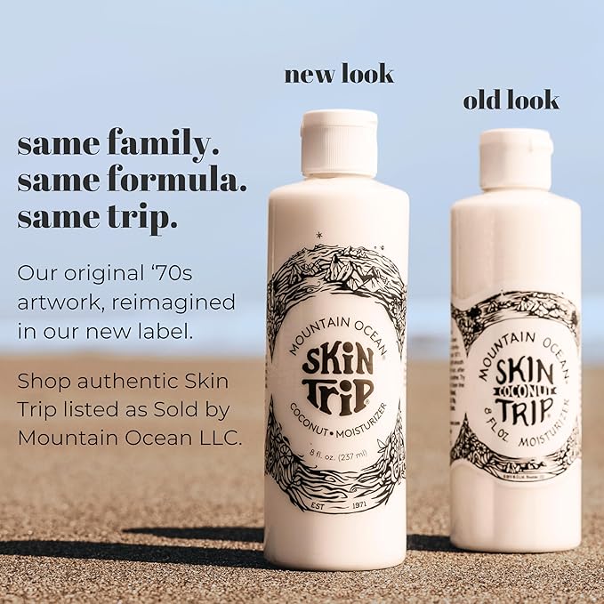 Mountain Ocean The Original Skin Trip Coconut Body Lotion, 8 Oz, Lightweight, Fast Absorbing Moisturizer, with Coconut Oil, Aloe Vera, & Lanolin (New Look, Same Formula)