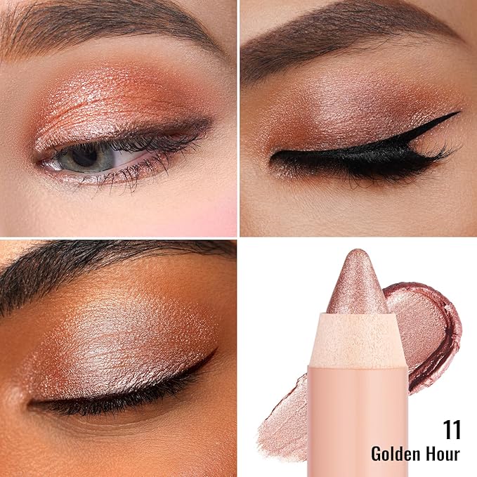 Oulac Champagne Nude Eyeshadow Stick – Twist-Up Pencil, Creamy Blendable Texture, Vegan & Cruelty-Free Eye Makeup, 1.25g, 11 Golden Hour
