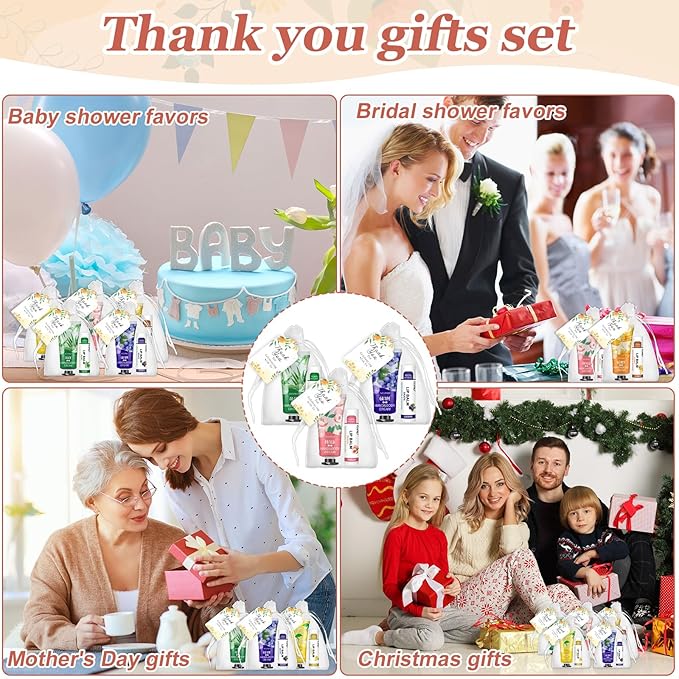30 Pack Bulk Hand Cream and Bulk Lip Balm Sets, Valentines Day Gifts, Wedding Favors for Guests with Thank You Card and Organza Bags, Mothers Day Gifts, Teacher Appreciation Gift and Nurse Gift