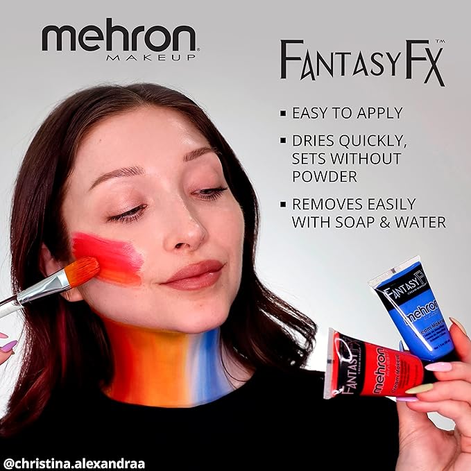 Mehron Makeup Fantasy FX Cream Makeup | Water Based | Halloween | Silver Face & Body Paint For Adults 1 fl oz (30ml) (Silver)