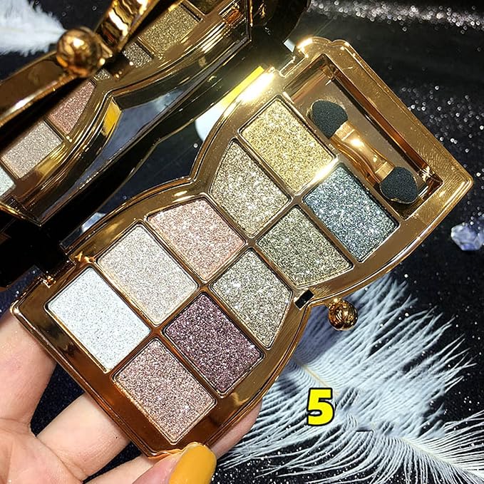 Glitter Eyeshadow Palette, 10 Colors Sparkle Shimmer & Matte Eye Shadow Highly Pigmented Waterproof Long Lasting Makeup Set (Color 5)