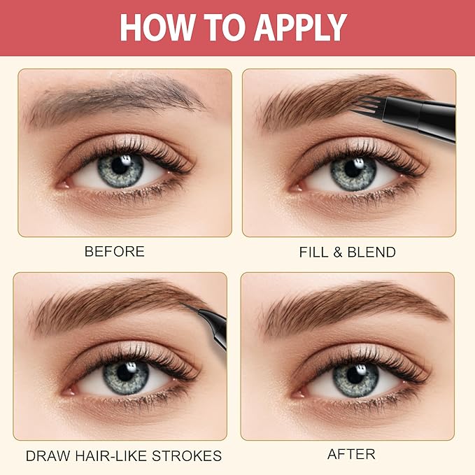 LAVONE Eyebrow Pen, 2-in-1 Eyebrow Pencils for Women with 4 Tip Microblading Eyebrow Pencil and Curved Precise Brow Pencil, Waterproof Eyebrow Pencil Create Full, Natural Hair-Like Brows, Taupe