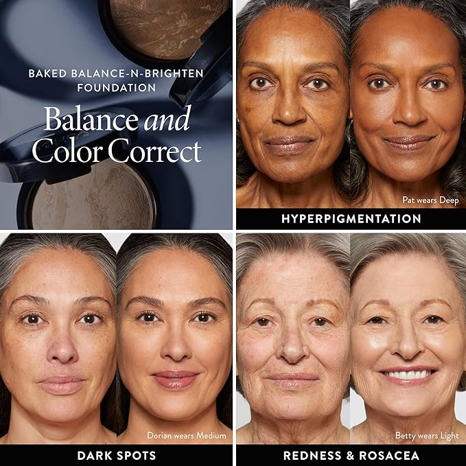 LAURA GELLER NEW YORK Award-Winning Baked Balance-n-Brighten To Go Travel Size Color Correcting Powder Foundation - Porcelain - Buildable Light to Medium Coverage - Demi-Matte Natural