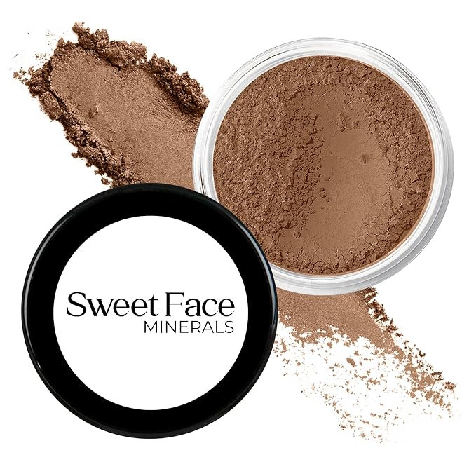 EBONY FOUNDATION (30g Full Size Sifter Jar) – Matte Mineral Foundation – Buildable Loose Powder Makeup for Deep Skin Tones – Sweet Face Minerals, SPF 30