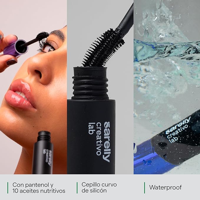 SARELLY, Long Cow Lashes Mini Mascara, Waterproof, Nourishing, Lash-Conditioning, Clean Beauty, Sarelly Creative Lab