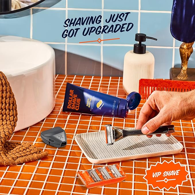 Dollar Shave Club | The VIP Shave Set | 4 Swift Rinse Refill Cartridges, 1 Heavy Metal Handle, 1 Shave Butter 3 ounce, 1 Razor Cover, Razors for Men