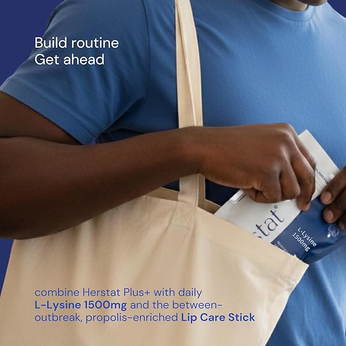 Herstat+ Cold Sore Treatment 2g with 3% Propolis - Fast Acting Cold Sore & Fever Blister Treatment for Lips, Effective Lip Treatment