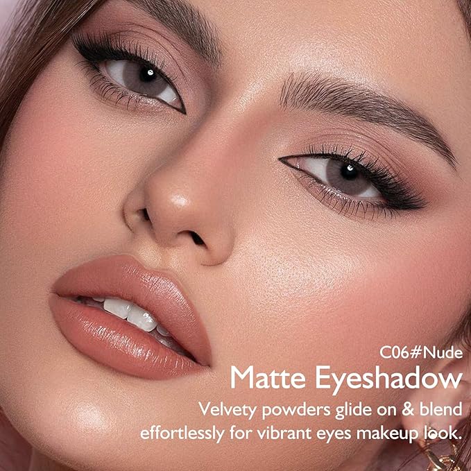 Nude Eyeshadow Palette, Single Eye Shadow High Pigment sombras para ojos Neutral Matte Eyeshadow Velvet Compact Pressed Powder Primer Lightweight Blendable for Daily Natural Eye Makeup