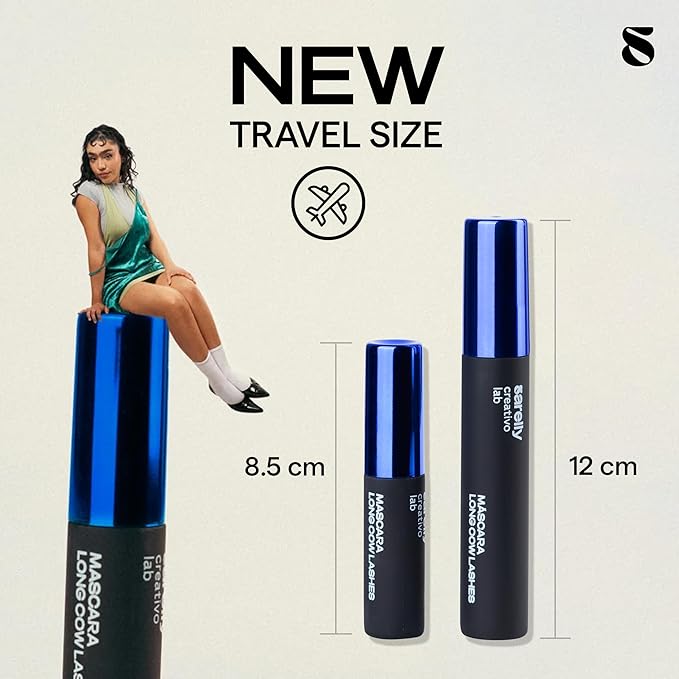 SARELLY, Long Cow Lashes Mini Mascara, Waterproof, Nourishing, Lash-Conditioning, Clean Beauty, Sarelly Creative Lab