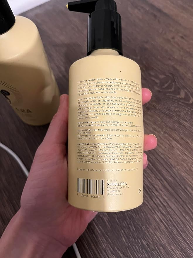 Nopalera Dulce de Cuerpo Cactus Cream - Moisturizing Body Lotion with Prickly Pear Oil, Amber, Citrus, and Warm Vanilla Fragrance, Vegan, 8 oz.