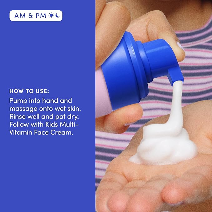 Evereden Kids Face Wash - 3.4 fl oz, Gentle Skin Care, Fresh Pomelo Scent, Gentle Foaming Cleanser, Non-Toxic and Hypoallergenic