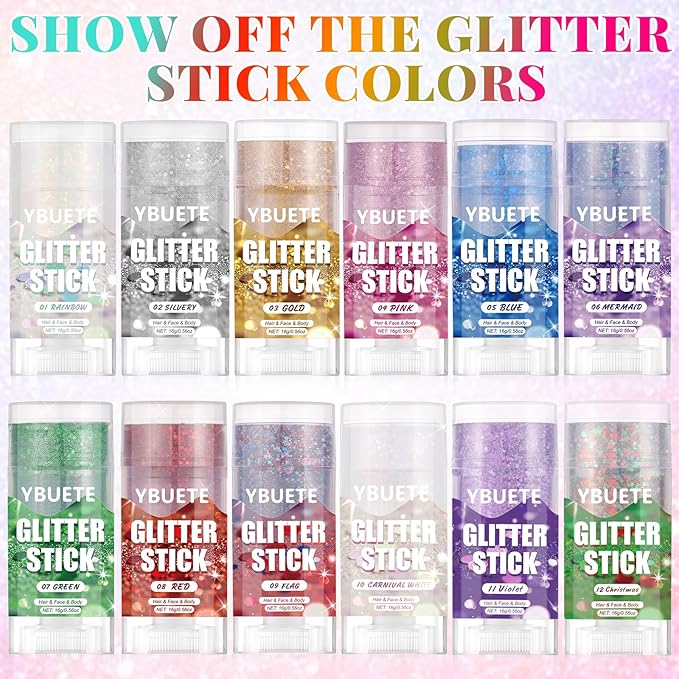 Carnival White Face and Body Glitter Stick for Sparkling Makeup, Hair Glitter Accessories for Women, Highlighting Stick for Fairy Dust, Cheerful Face Glitter for Festive Parties and Carnivals