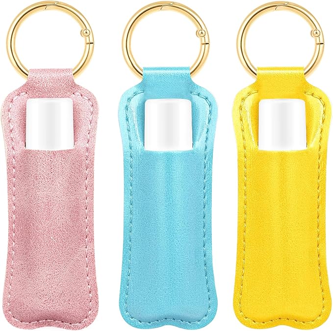 WK IEASON Lip Balm Holder for Chapstick Lipstick Sleeve Keychain,Small Christmas Gifts Stocking Stuffers for Teen Girls Women