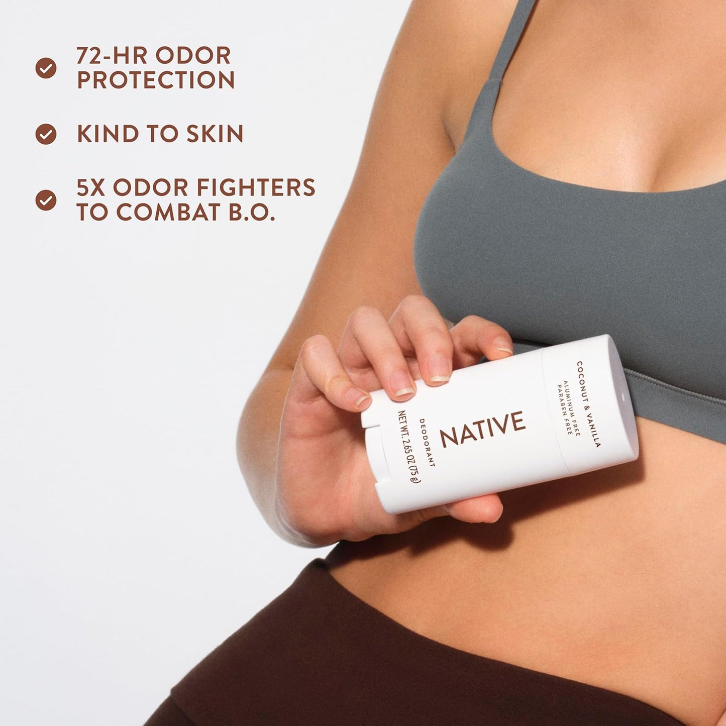 Deodorant Contains Naturally Derived Ingredients, 72 Hour Odor Control, Deodorant for Women and Men, Aluminum Free, Coconut & Vanilla 2.65Oz