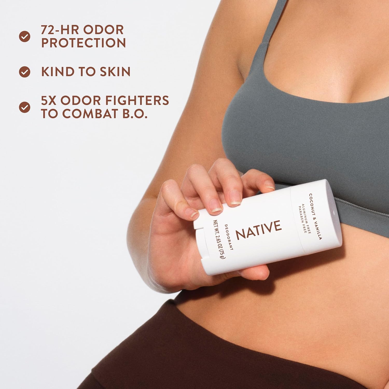 Deodorant Contains Naturally Derived Ingredients, 72 Hour Odor Control, Deodorant for Women and Men, Aluminum Free, Coconut & Vanilla 2.65Oz