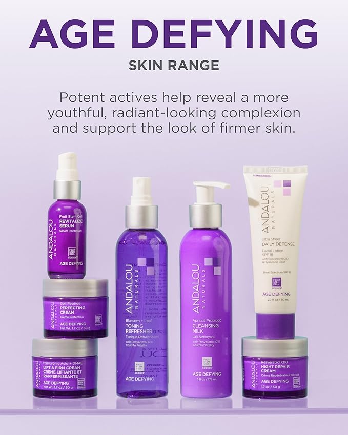 Andalou Naturals Age Defying Resveratrol Q10 Night Repair Cream - Anti-Wrinkle Moisturizer to Hydrate & Smooth - CoQ10 & Resveratrol for Dry Skin - 1.7 oz