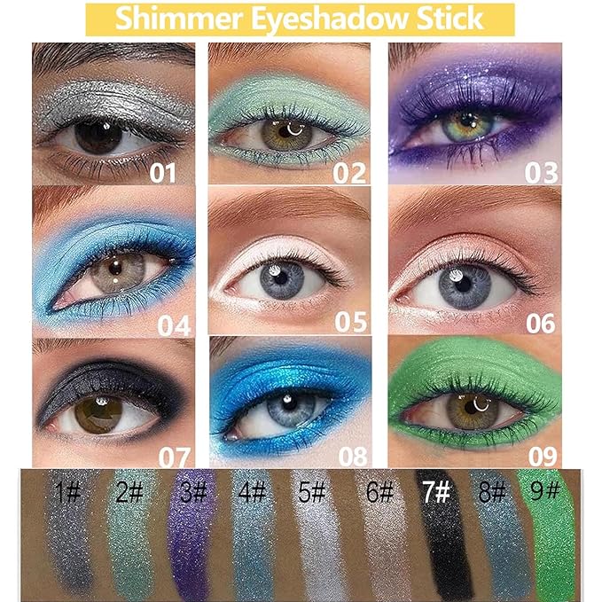 Rose Gold Eyeshadow Stick, Blendable Creamy Eye Brightener Stick, Waterproof Eyeshadow Pencil Long Lasting Crayon, Smooth Shimmer Eye Shadow Highlighter Eye Liner Makeup.#6 rose rold shimmer