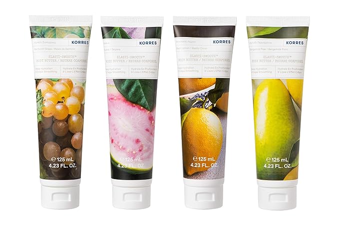 KORRES Elasti-Smooth Body Butter Cream, Dry Skin Lotion with Shea Butter and Almond Oil, Moisturizing, Firming, Tightening and Hydrating After Shower Care, Mediterranean Vanilla Blossom, 4.23 Fl Oz