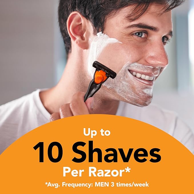 BIC Comfort 3 Men's Refillable 3 Blade Razors, Self Care and Personal Care Products, 1 Handle and 6 Cartridges