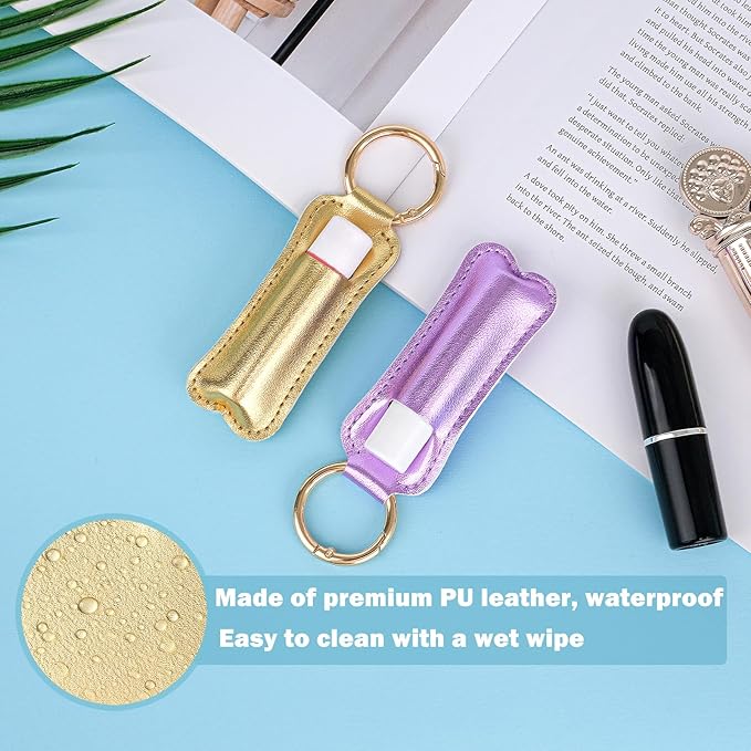 WK IEASON Lip Balm Holder for Chapstick Lipstick Sleeve Keychain,Small Christmas Gifts Stocking Stuffers for Teen Girls Women