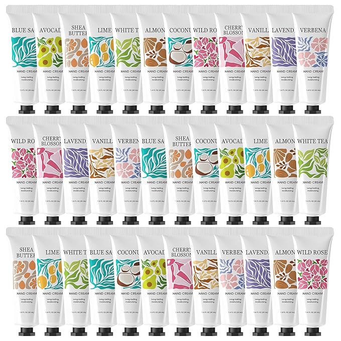BODY & EARTH # LOVE 36 Pack Hand Cream Gift Set, Travel Size Hand Cream Bulk Gifts for Women Valentine's Day Gifts Galentines for Her, Mini Moisturizing Scented Hand Lotion for Dry Cracked Hands