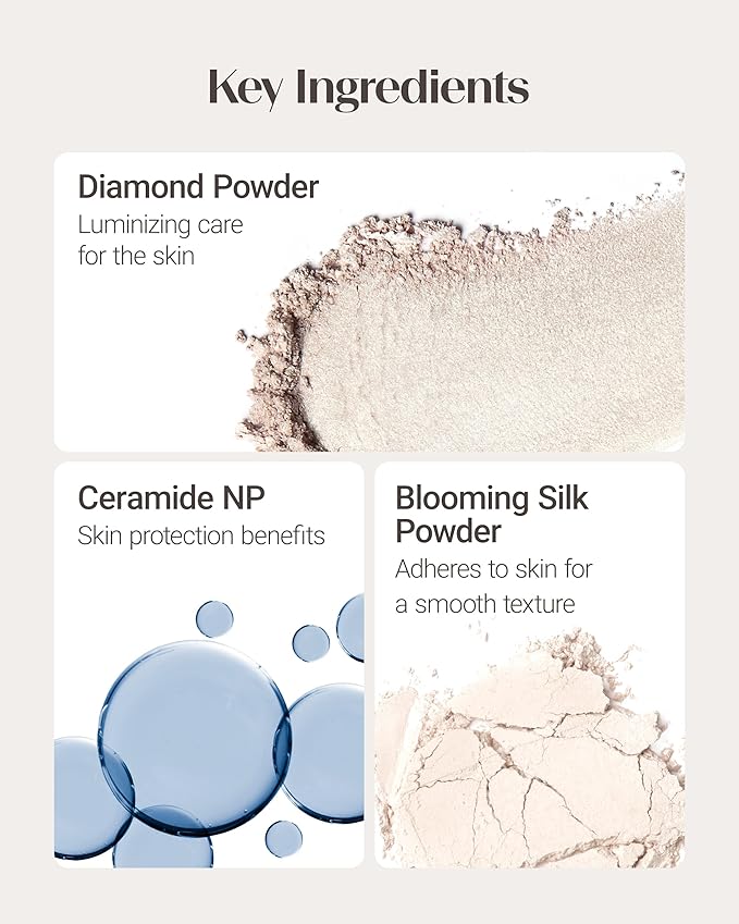 THESAEM Perfect Glam Glow Pact - Illuminating Face Powder with Colorful Pearls for Soft Radiant Glow - Sebum Control Blending Powder with Diamond & Silk - Korean Makeup Highlighter Compact