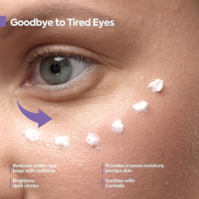 Under Eye Cream for Dark Circles and Puffiness – 5% Caffeine + 2% Hyaluronic Acid – Eye Brightening Cream for Wrinkles, Bags, Fine Lines – Korean Eye Cream for Women