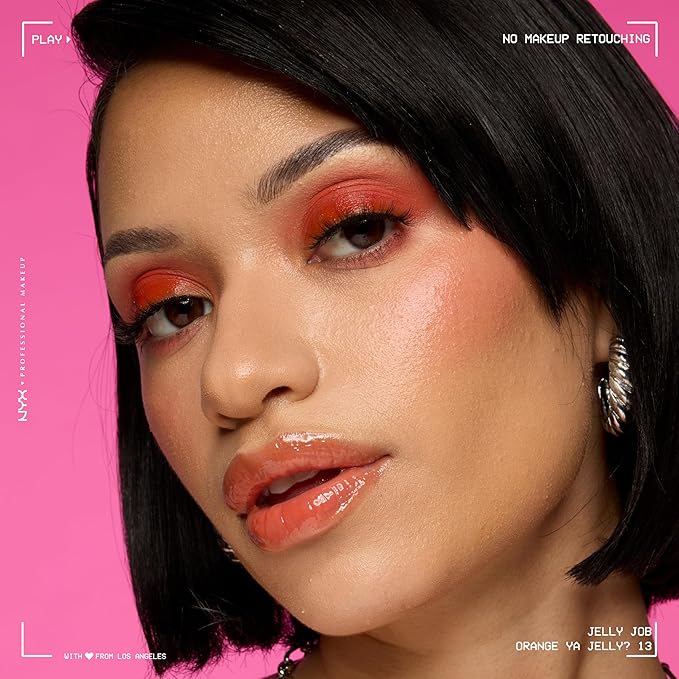 NYX PROFESSIONAL MAKEUP Jelly Job Lip Gloss, Lip Tint Gloss with Full-Bodied, Smoothing, and Hyper-Glossy Shine - Bring Me Jelly (Bronze Shimmer)