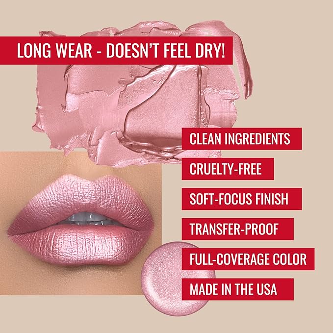 Runway Rogue ‘Trophy Wife’ Frosted Pastel-Pink Silk Glam Long Wear Liquid Lipstick Bundle with ‘It’s a Wrap’ Matte-Pink Designer Liner Lip Liner