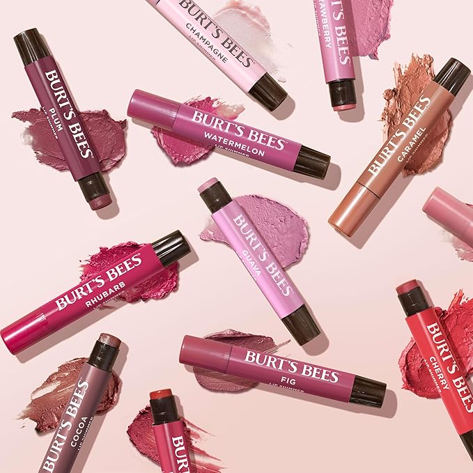 Burt's Bees Shimmer Lip Tint, Tinted Lip Balm Stick, Moisturizing for All Day Hydration with Natural Glowy Pigmented Finish & Buildable Color, Peony, 1 Tube, 0.09 oz.