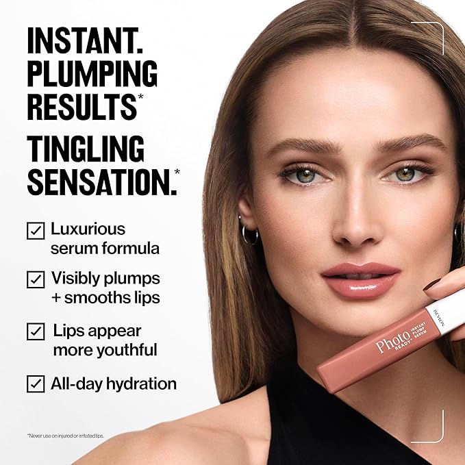 REVLON PhotoReady Instant Plump Serum, Plumping Gloss, Hydrating, Non-Sticky & High Shine Finish, 005 Heatonist, 0.25 fl oz