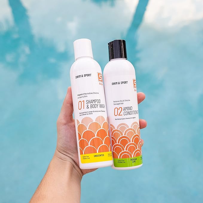 Swimmers Chlorine Vitamin C Swim Shampoo Body Wash with Pre & Post Swim Conditioner (16 Fl Oz Total)