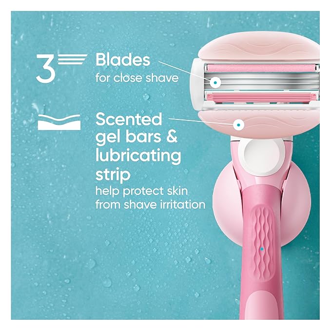 Gillette Venus ComfortGlide White Tea Women's Razor, Handle + 4 Blade Refills