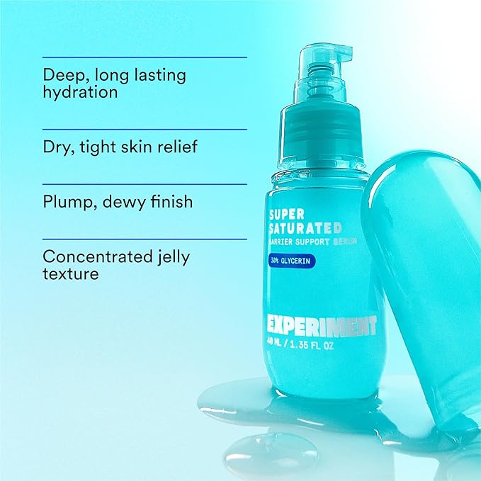 Experiment Super Saturated Ultra Hydrating Barrier Serum - 30% Glycerin, Polyglutamic Acid + Prickly Pear for Intensive Moisture, Plump + Dewy Skin, 1.35 FL OZ - Hydrating Serum for All Skin Types
