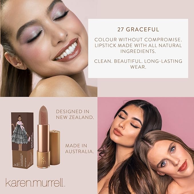 Karen Murrell - Natural Lip Stick - Lipstick 27 Graceful - Brown Lipstick - Matte Finish, 100% Natural Ingredients, Moisturizes & Hydrates Lips - Paraben & Cruelty Free