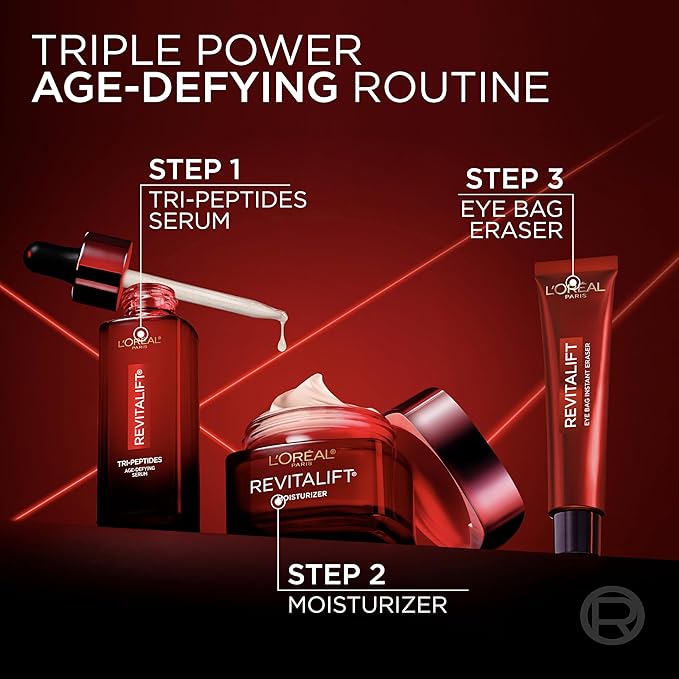 L'Oreal Paris Revitalift Triple Power Eye Bag Instant Eraser, Eye Tightener Treatment to Firm Bags, 0.5 oz + Sample