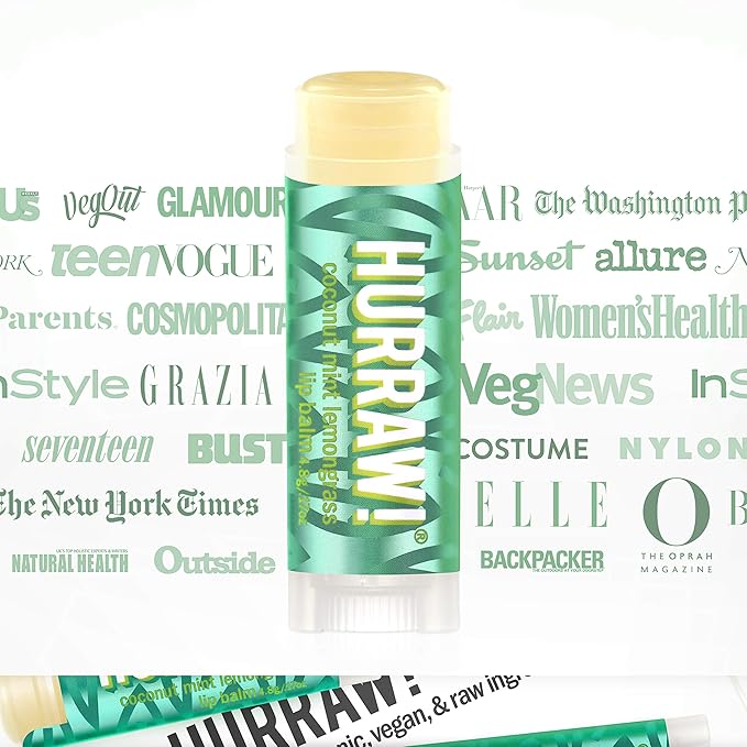 Hurraw! Coconut, Mint, Lemongrass (Pitta) Lip Balm, 3 Pack: Organic, Certified Vegan, Cruelty and Gluten Free. Non-GMO, 100% Natural Ingredients. Bee, Shea, Soy and Palm Free. Made in USA