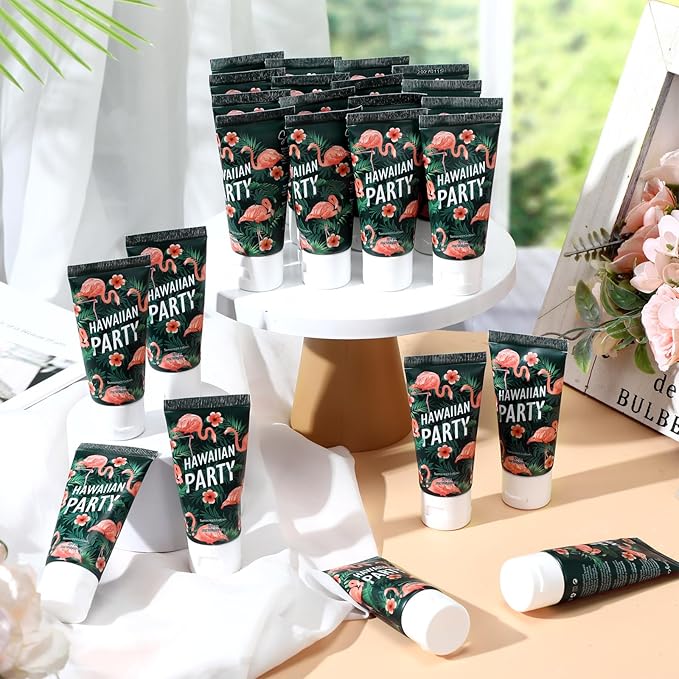 24 Pcs Mini Sunscreen Bulk for Summer Wedding Party Spf 30 Water Resistant Sunscreen Lotion Bulk 1oz Travel Size for Thank You Gifts Wedding Party Supplies(White Cream,Flamingo)