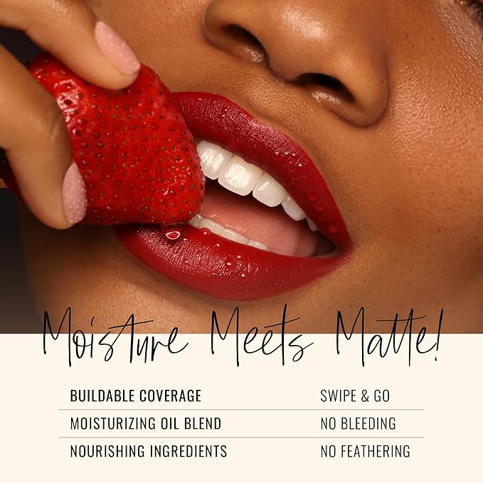 Runway Rogue 90s Vibe Lipstick, Moisturizing Matte Rich Berry-Red Lipstick, ‘Celeb’