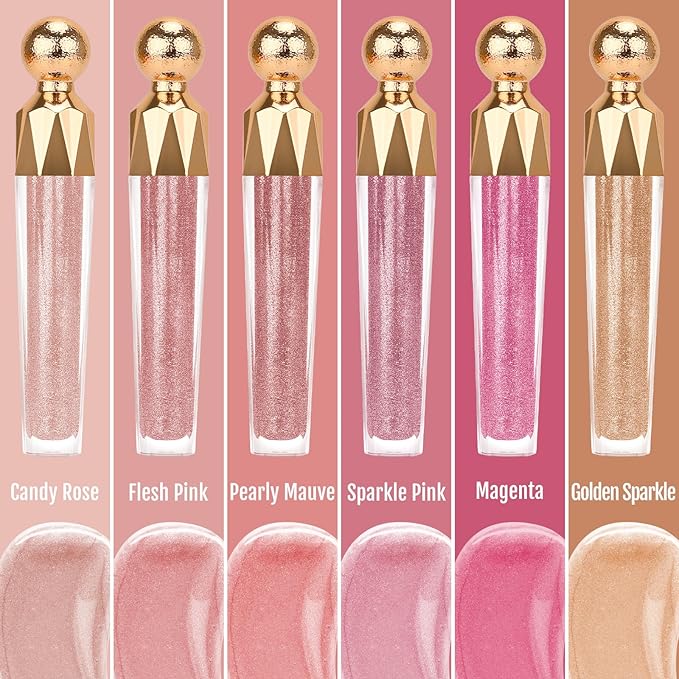 Shimmering Lip Gloss, High-Shine Moisturizing Lip Oil for Plumping, Non-Sticky Sparkling Lip Glow Oil, Long Lasting Hydrating Lip Balm for Dry Lips, Ultra-Glossy Finish(03#Pearly Mauve)