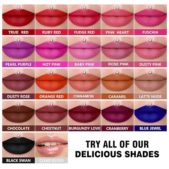 Red Lipstick Set Long Lasting 3Pc Matte Liquid Lipsticks for Women Non Transfer Smudgeproof Red Brown Orange Lipstick Kit Cruelty Free Lip Color, 13/50/51
