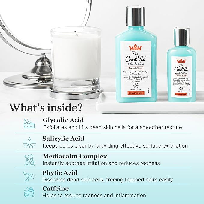 Shaveworks The Cool Fix Aftershave for Women: Pubic Hair Removal, Razor Bumps, Razor Burns, Ingrown Hair Treatment – After Shaving Post Waxing Bikini Area Moisturizing Skin Care Gel 5.3 Fl Oz