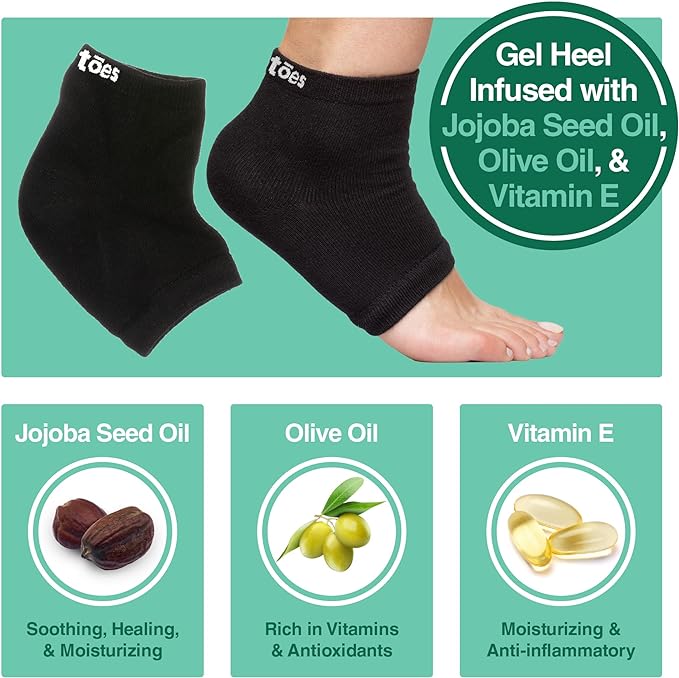 ZenToes Moisturizing Socks for Cracked Heel Treatment, Vitamin E, Olive Oil and Jojoba Oil Infused Heel Socks, Galentines Day Gifts, Self Care Gifts for Women (Cotton Black, Regular)