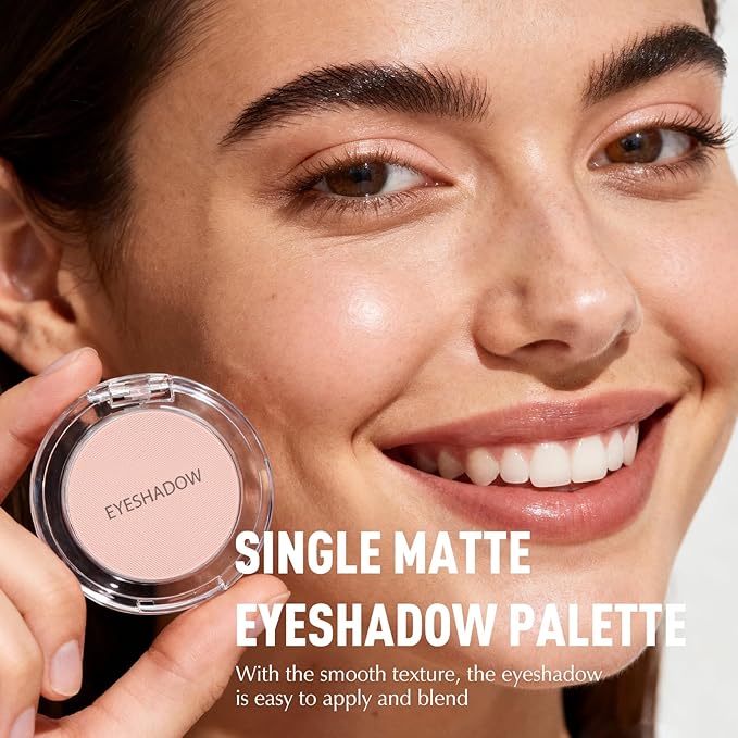 Apricot Nude Eyeshadow Palette - Single Matte Eyeshadow Silky Pressed Eye Shadow Powder, Compact Lightweight Blendable Neutral Eyeshadow, Daily Matte Eyes Makeup, #03
