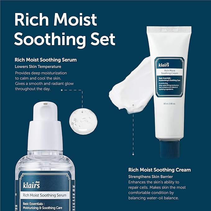 DearKlairs Rich Moist Soothing Cream | Moisturizer for Barrier Repair, Sensitive Skin, Hypoallergenic, Centella Asiatica, Ceramide, Non-Sticky Texture, Korean Face Care 2.82 Fl Oz