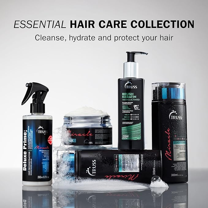 TRUSS Keratin Hair Treatment - Hair Care for Women & Men with Keratin & Collagen - Heat Protectant & Leave In Treatment for Moisture, Detangling & Repair - Controls Frizz & Restores Shine (8.45 oz)
